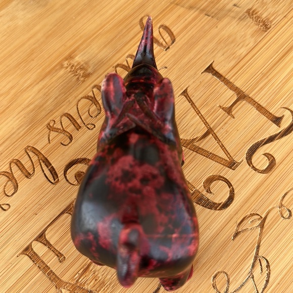 Rhino Hand Carved Wooden in Hues of Red and Black Small Shelf or Table Decor - Picture 15 of 16